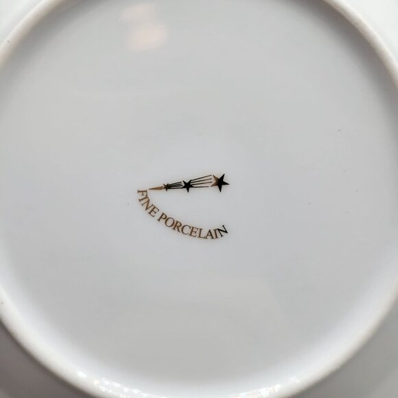 Fine Porcelain Soup Bowls Gold White Band Shooting Star Set of 4 - Picture 8 of 9